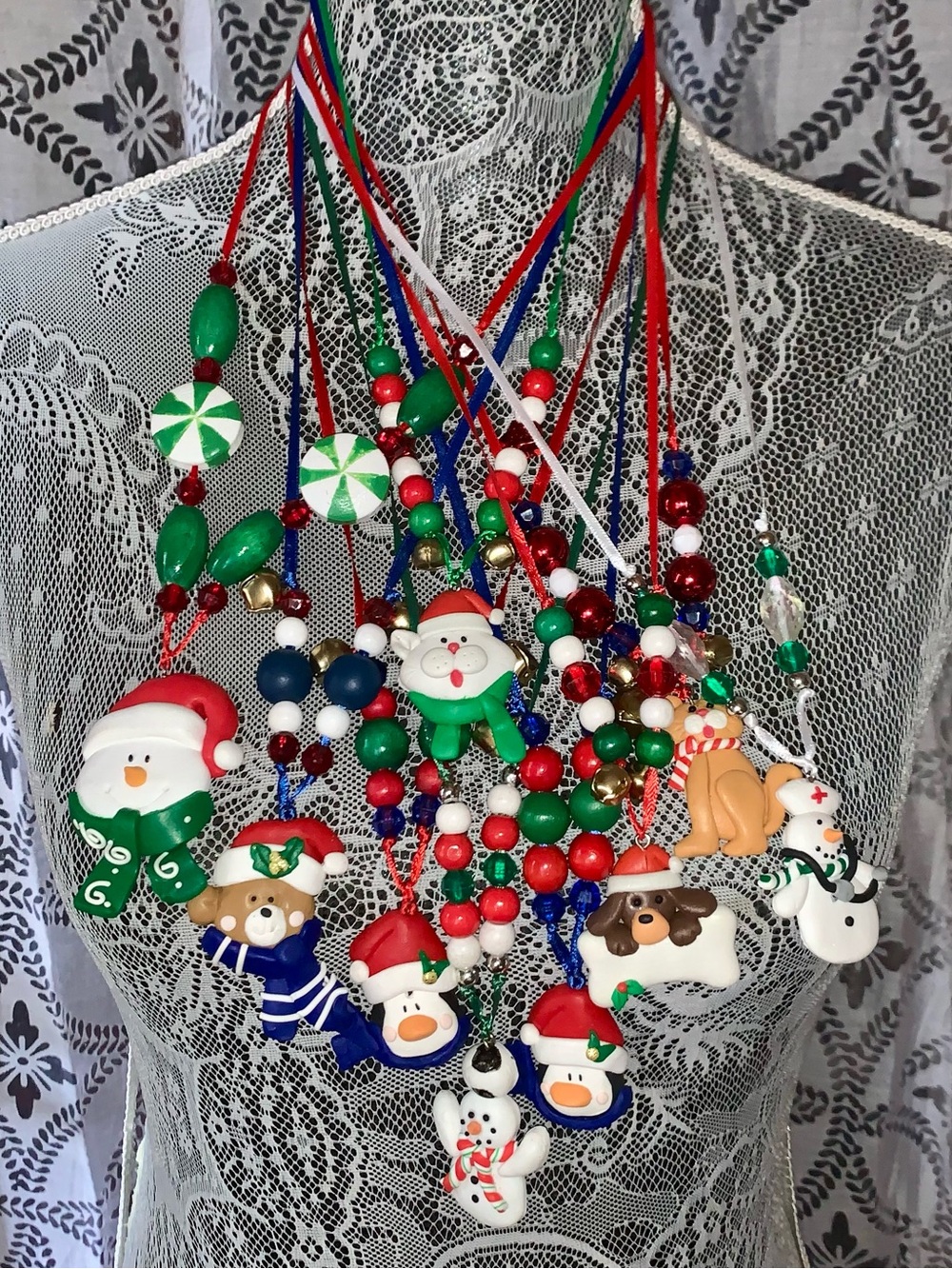 (9) Festive Holiday Charm Necklaces